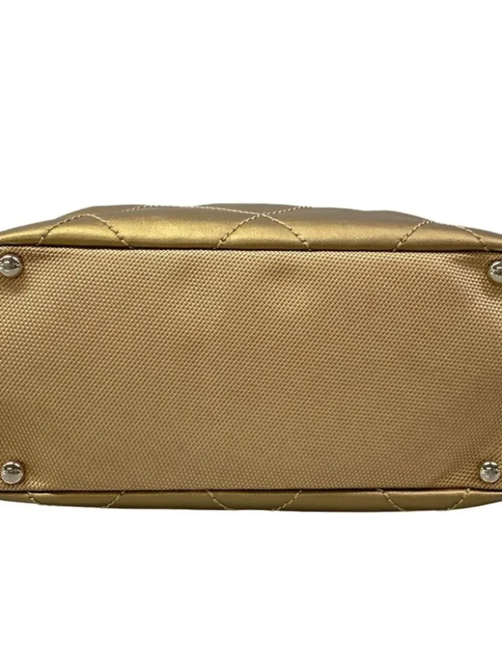CHANEL Paris Biarritz Tote PM A34208 Gold Coated Canvas Nylon Leather Tote Bag